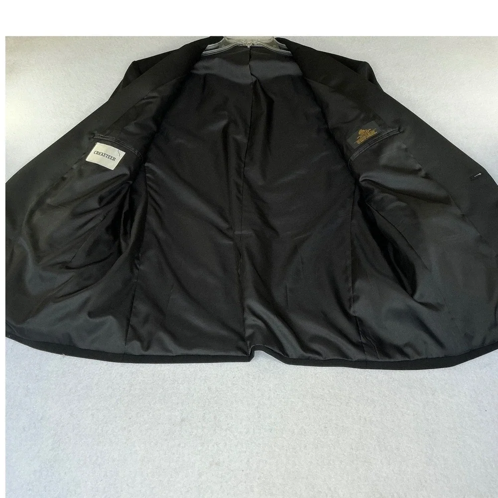 Cricketeer Tuxedo Jacket Mens 48R Black Wool Peak Lapel Vintage Single Button